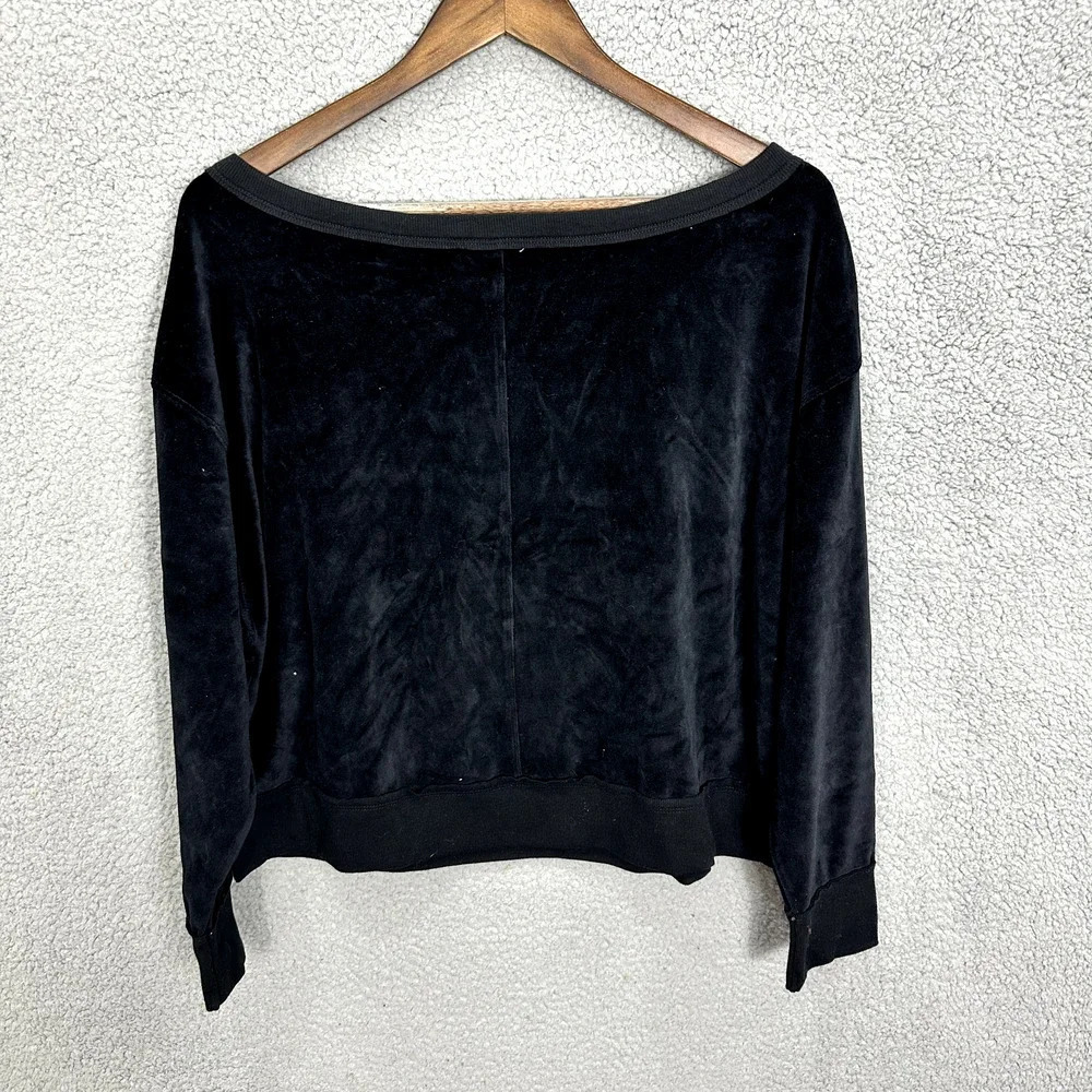 Joy Lab Velvet Sweatshirt Womens Medium Black Relaxed Fit Lounge Comfy Cozy NWT - Picture 7 of 7